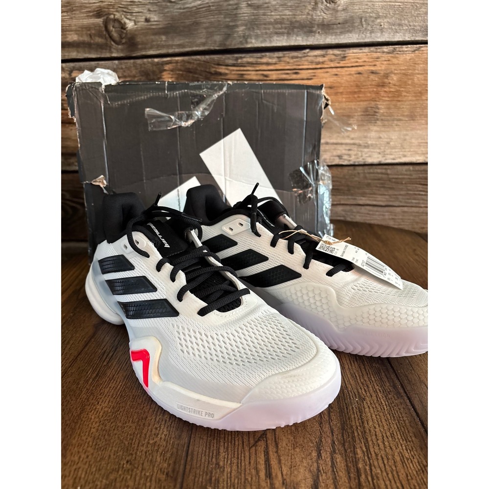 Adidas Barricade 14 M Wide Tennis Shoes White Black Red JQ7107 Mens Size 10 NEW